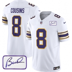 Men Minnesota Vikings 8 Kirk Cousins White 2023 F U S E Bud Grant Patch Vapor Limited Stitched Jersey