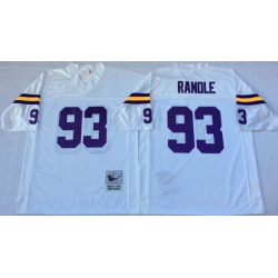 Men Minnesota Vikings 93 John Randle White M&N Throwback Jersey