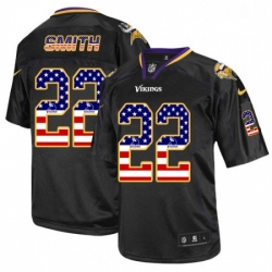 Mens Nike Minnesota Vikings 22 Harrison Smith Elite Black USA Flag Fashion NFL Jersey