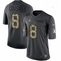 Mens Nike Minnesota Vikings 8 Kirk Cousins Limited Black 2016 Salute to Service NFL Jersey