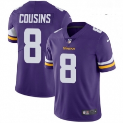 Mens Nike Minnesota Vikings 8 Kirk Cousins Purple Team Color Vapor Untouchable Limited Player NFL Jersey