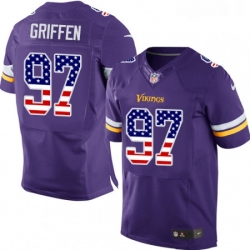 Mens Nike Minnesota Vikings 97 Everson Griffen Elite Purple Home USA Flag Fashion NFL Jersey