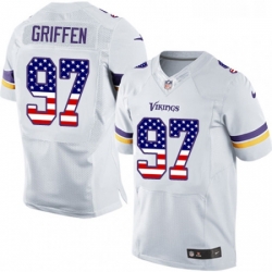 Mens Nike Minnesota Vikings 97 Everson Griffen Elite White Road USA Flag Fashion NFL Jersey