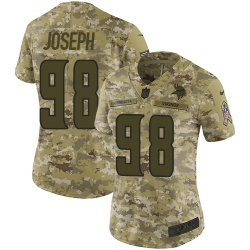 Nike Vikings #98 Linval Joseph Camo Women Stitched NFL Limited 2018 Salute to Service Jersey