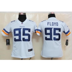 Women Nike Minnesota Vikings 95 Sharrif Floyd White Limited NFL Football Jerseys 2013 New Style