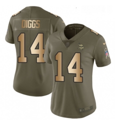 Womens Nike Minnesota Vikings 14 Stefon Diggs Limited OliveGold 2017 Salute to Service NFL Jersey