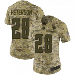 Womens Nike Minnesota Vikings 28 Adrian Peterson Limited Camo 2018 Salute to Service NFL Jersey