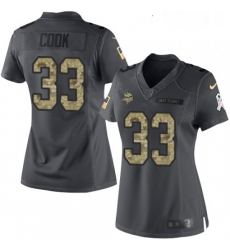 Womens Nike Minnesota Vikings 33 Dalvin Cook Limited Black 2016 Salute to Service NFL Jersey