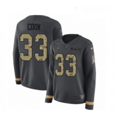 Womens Nike Minnesota Vikings 33 Dalvin Cook Limited Black Salute to Service Therma Long Sleeve NFL Jersey