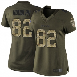 Womens Nike Minnesota Vikings 82 Kyle Rudolph Elite Green Salute to Service NFL Jersey