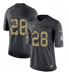 Youth Nike Minnesota Vikings 28 Adrian Peterson Limited Black 2016 Salute to Service NFL Jersey