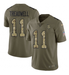 Youth Nike Vikings #11 Laquon Treadwell Olive Camo Stitched NFL Limited 2017 Salute to Service Jersey