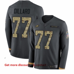 Eagles 77 Andre Dillard Anthracite Salute to Service Men Stitched Football Limited Therma Long Sleeve Jersey