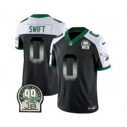 Men Philadelphia Eagles 0 D 27Andre Swift Black White 2023 F U S E  Throwback Vapor Untouchable Limited Stitched Football Jersey