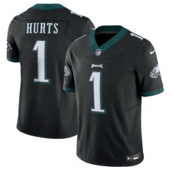 Men Philadelphia Eagles 1 Jalen Hurts Black 2023 F U S E  Vapor Untouchable Limited Stitched Football Jersey