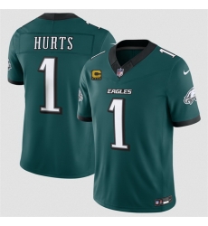 Men Philadelphia Eagles  1 Jalen Hurts Green 2026 F U S E  4 Star C Patch Vapor Untouchable Limited Stitched Football Jersey