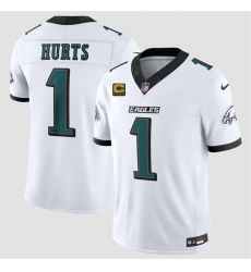 Men Philadelphia Eagles  1 Jalen Hurts White 2026 F U S E  4 Star C Patch Vapor Untouchable Limited Stitched Football Jersey