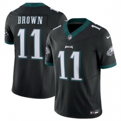 Men Philadelphia Eagles 11 A J  Brown Black 2023 F U S E  Vapor Untouchable Limited Stitched Football Jersey