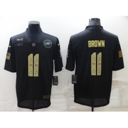 Men Philadelphia Eagles 11 A J Brown Black Camo Salute To Service Limited Stitched Jerse