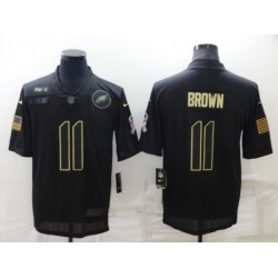 Men Philadelphia Eagles 11 A J Brown Black Salute To Service Limited Stitched Jerse