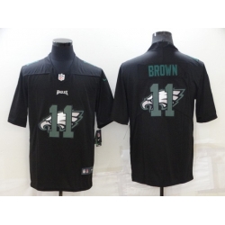 Men Philadelphia Eagles 11 A J Brown Black Shadow Logo Limited Stitched Jerse