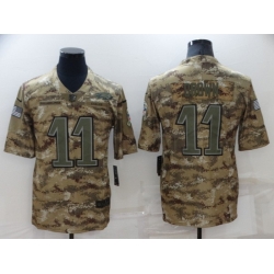 Men Philadelphia Eagles 11 A J Brown Camo Salute To Service Limited Stitched jersey