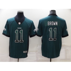 Men Philadelphia Eagles 11 A J Brown Green Fashion Color Rush Limited Stitched Jerse