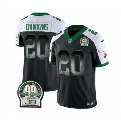 Men Philadelphia Eagles 20 Brian Dawkins Black White 2023 F U S E  Throwback Vapor Untouchable Limited Stitched Football Jersey