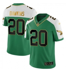 Men Philadelphia Eagles  20 Brian Dawkins Kelly Green Alternate Gold Stitched Football Jersey