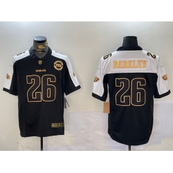 Men Philadelphia Eagles 26 Saquon Barkley Black Gold 2024 New F U S E  With 3 Star C Patch Stitched Football Jersey 5