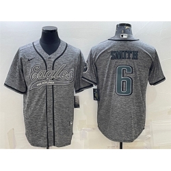 Men Philadelphia Eagles 6 DeVonta Smith Gray With Patch Cool Base Stitched Baseball JerseyS