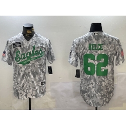 Men Philadelphia Eagles 62 Jason Kelce Arctic Camo Salute To Service Limited Stitched Jersey