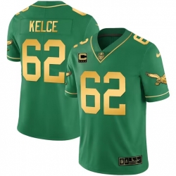 Men Philadelphia Eagles 62 Jason Kelce Green gold black Vapor Untouchable Limited Stitched Football Jersey