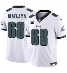 Men Philadelphia Eagles 68 Jordan Mailata White F U S E With 1 Star C Patch Vapor Untouchable Limited Stitched Football Jersey