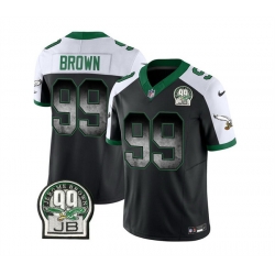 Men Philadelphia Eagles 99 Jerome Brown Black White 2023 F U S E  Throwback Vapor Untouchable Limited Stitched Football Jersey