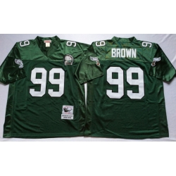 Men Philadelphia Eagles 99 Jerome Brown Green M&N Throwback Jersey