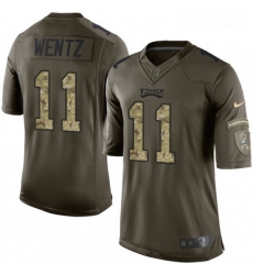 Mens Nike Philadelphia Eagles 11 Carson Wentz Limited Green Salute to Service NFL Jersey