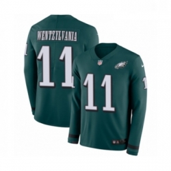 Mens Nike Philadelphia Eagles 11 Carson Wentz Limited Green Therma Long Sleeve Wentzylvania NFL Jersey