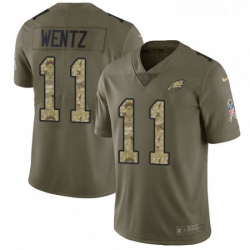 Mens Nike Philadelphia Eagles 11 Carson Wentz Limited OliveCamo 2017 Salute to Service NFL Jersey