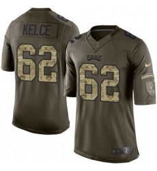 Mens Nike Philadelphia Eagles 62 Jason Kelce Limited Green Salute to Service NFL Jersey