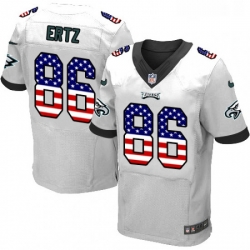 Mens Nike Philadelphia Eagles 86 Zach Ertz Elite White Road USA Flag Fashion NFL Jersey