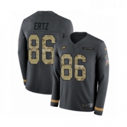 Mens Nike Philadelphia Eagles 86 Zach Ertz Limited Black Salute to Service Therma Long Sleeve NFL Jersey