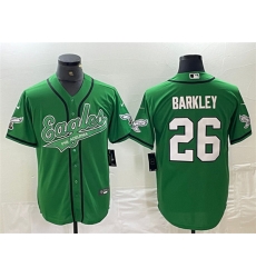 Men's Philadelphia Eagles #26 Saquon Barkley Green Cool Base Stitched Baseball Jersey