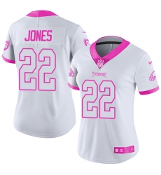 Nike Eagles #22 Sidney Jones White Pink Womens Stitched NFL Limited Rush Fashion Jersey