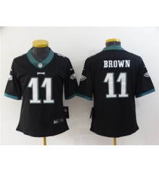 Women Philadelphia Eagles 11 A  J  Brown Black Vapor Stitched Football Jersey