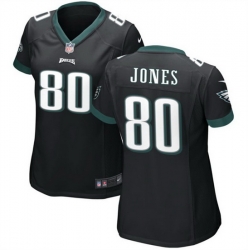 Women Philadelphia Eagles 80 Julio Jones Black Stitched Football Jersey  Run Small