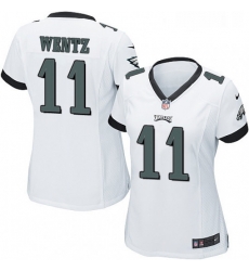 Womens Nike Philadelphia Eagles 11 Carson Wentz Game White NFL Jersey