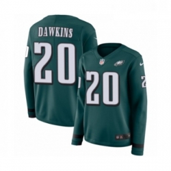 Womens Nike Philadelphia Eagles 20 Brian Dawkins Limited Green Therma Long Sleeve NFL Jersey