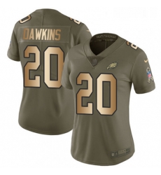 Womens Nike Philadelphia Eagles 20 Brian Dawkins Limited OliveGold 2017 Salute to Service NFL Jersey