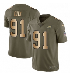 Youth Nike Philadelphia Eagles 91 Fletcher Cox Limited OliveGold 2017 Salute to Service NFL Jersey